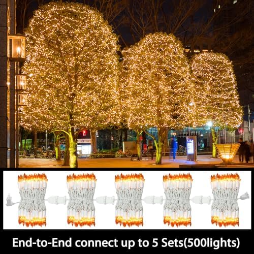 LAMPHOME Yellow Easter Lights 100 Count 19.6 Feet Incandescent Bulb Mini Golden String Lights for Indoor Christmas Tree Garland Birthday Wedding Party Festival Decoration, White Wire - Image 4