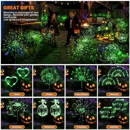 PEVOROS Solar Firework Fairy Garden Lights Outdoor, Green, 6 Pack - Image 2