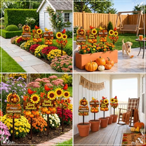4 Pcs Thanksgiving Decors Outdoor Fall Metal Yard Stakes 15.7'' - Image 6