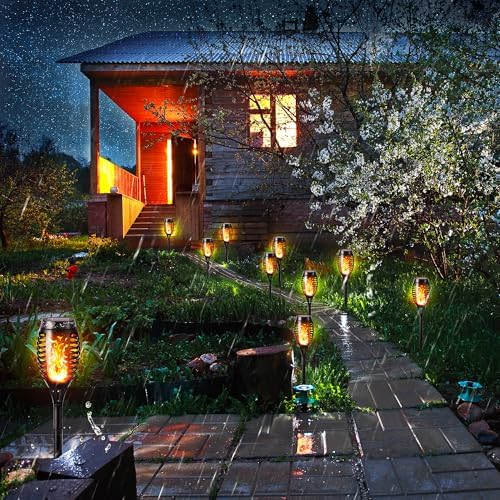 Toodour Solar Torch Flame Lights, 12 Pack Solar Halloween Lights Outdoor - Image 6