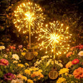Solar Garden Lights Outdoor Yard Decorations, 2 Pack 150Leds Pathway Lights Stake, Fairy Firework Light for Garden, Patio, Pathway, Flowerbed Gold Color by WhereLightInspires