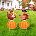 Large Thanksgiving Turkey Plastic Yard Signs 2pc with Stakes by AroscheBanners