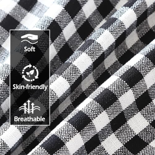 Outdoor Black and White Gingham Plaid Throw Pillow Covers 18x18 for Porch - Image 4