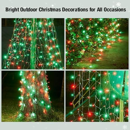 Led Red and Green Christmas Net Lights Outdoor Christmas Bushes Lights 120Led 6ftx5ft, Connectable Outdoor Indoor Mesh Net Lighting for Xmas Holiday, Garden, Lawn, Shrubs, Trees, Bushes Decorations - Image 6