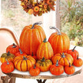 Ywlake 16 Pcs Pumpkin Fall Decorations, Decorative Large Small Outdoor Orange Foam Plastic Fake Faux Artificial Pumpkins for Halloween Autumn Harvest Festival Home Table Decor by Ywlake