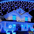 JXLEDAYY 65 FT 640 LED Christmas Lights Outdoor Decorations Clear Wire String Lights Plug in 120 Drops 8 Modes Memory Timer Connectable Curtain Fairy Lights Waterproof for Holiday Wedding Party-Blue by JXLEDAYY