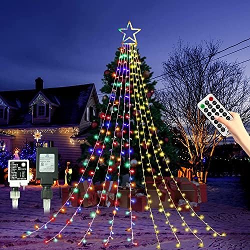 Christmas String Lights 317 LED Star Waterfall Twinkle Fairy Lights Color Changing for Christmas Decorations Party Wedding Indoor Outdoor Decorative Lights by MUYUN