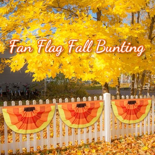 Newwiee 4 Pcs Thanksgiving Fall Bunting for Outside, Brown, 3 x 1.5 ft - Image 5