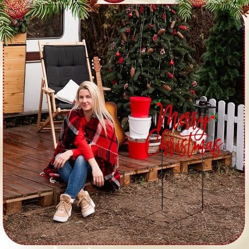 Weysat Merry Christmas Metal Yard Signs 15.75 Inch Xmas Metal Outdoor Decorations with Stakes Waterproof Christmas Decor for Home Garden Patio Lawn Party and Xmas Celebration Supplies - Image 2
