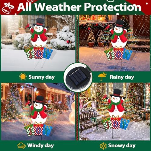 BRIGHTDECK Christmas Metal Stake Lights Outdoor Decorations, Joy Snowman - Image 3