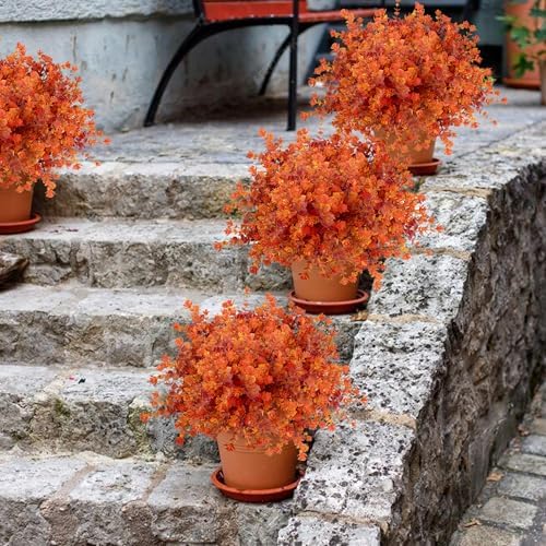 NETAP Outdoor Artificial Flowers UV Resistant, 20 Bundles Fake Realistic Floral Greenery Plants for Outside Porch, Window Boxes, Garden, Yard, Inside Home Table Decor,RedOrange - Image 4