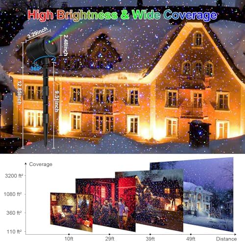 Laser Christmas Projector Lights Outdoor,3 Colors Laser Projection Light with Remote Moving Firefly Light Show,Waterproof Holiday Projector for Garden Patio Christmas Party Decoration & Gift - Image 4