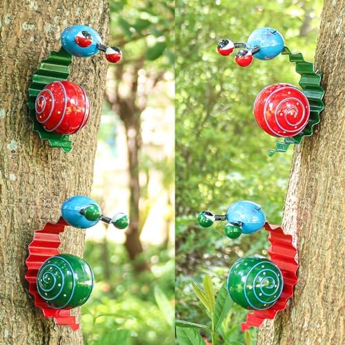 Cruis Cuka Metal Garden Decor Cute Snail Yard Art Outdoor Lawn Patio Ornament Fence Decorations for Outside - Set of 2(Red,Green) - Image 6