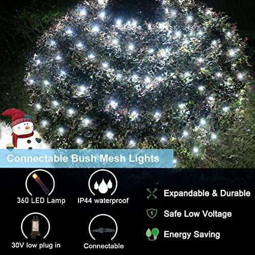 OYCBUZO 360LED Net Lights Outdoor, 21ft x 5ft Connectable String Mesh Lights 8 Modes with Memory Function, Christmas Netting Light Plug in for Bushes Thanksgiving Xmas Tree Party Garden - Cool White - Image 5