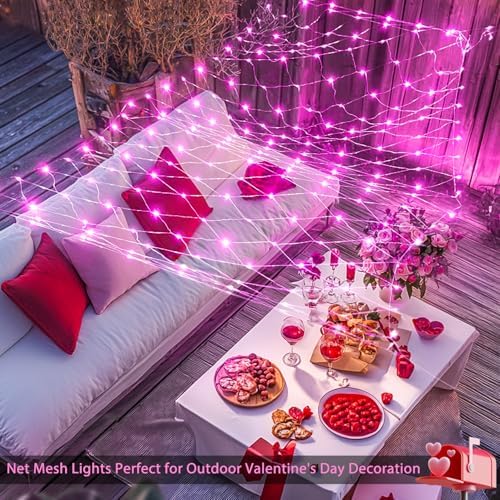 JMEXSUSS 200 LED Net Lights Outdoor, Pink, 9.8ft x 6.6ft, Plug in - Image 6