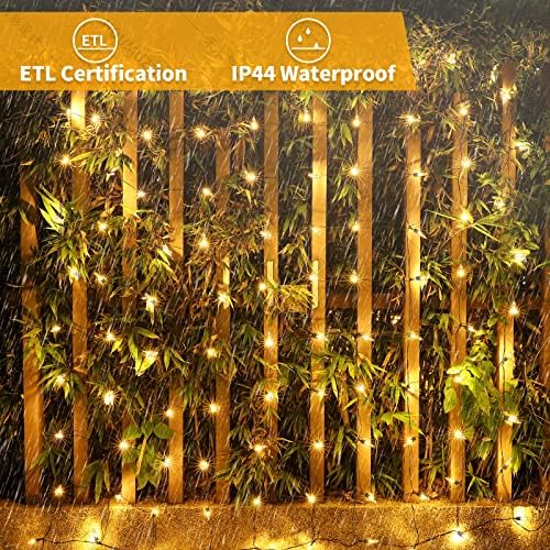 Meteds LED Christmas Net Lights Outdoor, 100 LED 5ftx5ft Connectable 8 Modes Mesh, 29V Plug-in Waterproof for Bushes Fence Tree Garden Xmas Decor (Orange) - Image 4