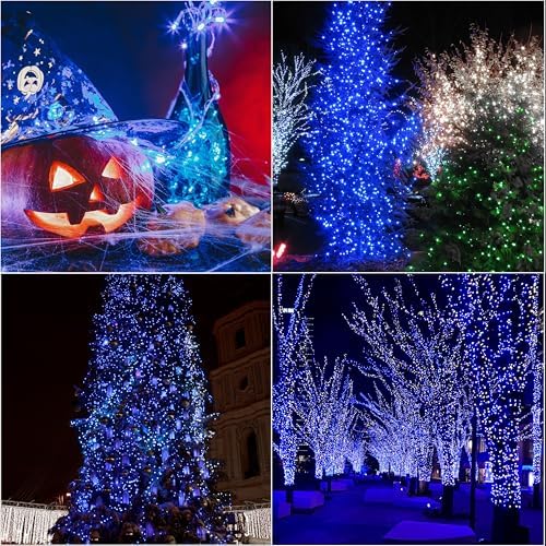 LAMPHOME 66FT 200 LED Blue Christmas Lights,16 Modes Connectable Fairy String Lights, Plug in Indoor Outdoor Blue Lights for Xmas Tree, Party, Garden, Hanukkah, Independence Day Patriotic Patio Decor - Image 7