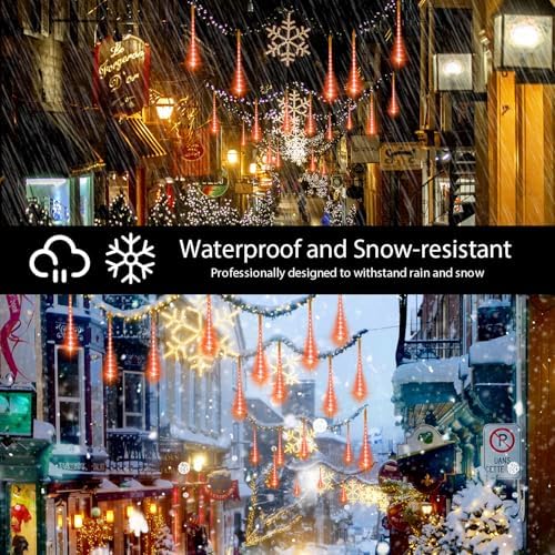 LAMPHOME Halloween Lights Outdoor,12-inch LED Meteor Shower Icicle Lights, 10 Tubes 240 LED String Lights. Waterproof Plug, Shower Rain for Xmas Tree Yard House Decor Orange - Image 7