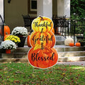 Spiareal Fall Outdoor Decorations Thanksgiving Pumpkins Yard Stake 3 Stacked Pumpkins Yard Sign 27 Inch Thankful Grateful Blessed Rustic Fall Harvest Outdoor Pumpkin Decor for Garden Lawn Decoration by Spiareal