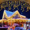 Christmas Icicle Lights Outdoor Decorations 1008 LED 98.4 FT Icicle String Lights with 189 Drops, 8 Modes Curtain Fairy Icicle Lights for Christmas Wedding Party Eaves Patio Yard (Warm White) by Unknown