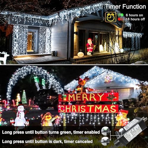 White Christmas Lights Outdoor 66ft 640 LED Icicle Lights for Outside House - Image 6