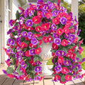 Artificial Fake Hanging Flowers Plants for Outdoor Outside Spring Summer Decoration 2PCS Faux Silk UV Resistant Realistic Morning Glory Trailing Vines for Home Porch Patio Balcony(Rose red & Magenta) by Sggvecsy