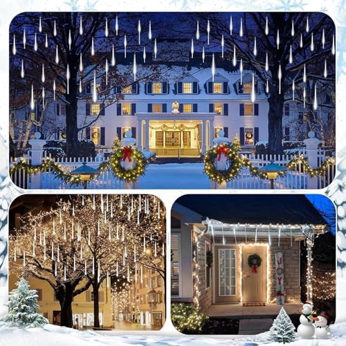 Minetom Meteor Shower Lights Outdoor, 16 Inch 2 Pack Total 16 Tube - Image 3