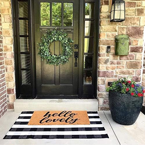 Buffalo Plaid Outdoor Rug 35.4'' x 59'' Black and White Front Door Mat Front Porch Rug Layered Welcome Door Mat for Front Porch Decor, Front Door, Farmhouse Decor,Entryway - Image 3