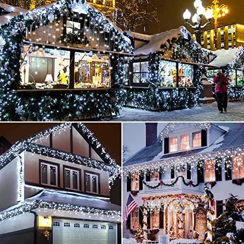Christmas Icicle Lights with Remote,300 LED Solar Curtain Lights - Image 2