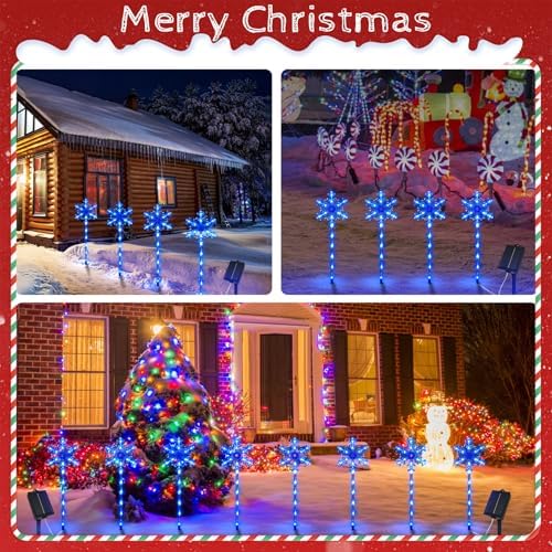 4 Pack Snowflake Solar Christmas Pathway Lights, Outdoor Decor - Image 5