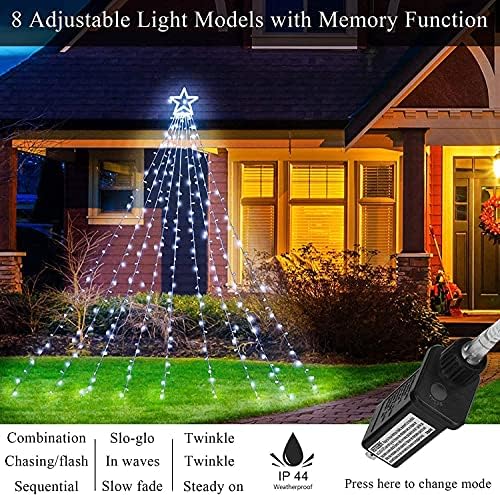 Christmas Decoration LED Star String Lights, Christmas Star String Lights with 317 LED Hanging Fairy Curtain Lights for Party Wedding Patio Indoor Outdoor Decorative - Image 6