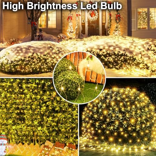 Solar Christmas Net Lights Outdoor -208Led 9.9x6.6Ft Warm White - Image 2