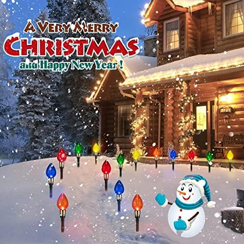4 Pack C9 Christmas Pathway Lights Outdoor, Total 69.6Ft 40 LED Stake Light - Image 5