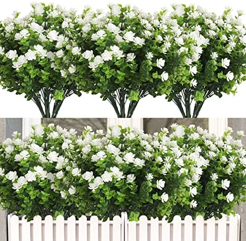 RECUTMS 12 Bundles Artificial Outdoor Plants,Artificial Greenery for Flower by RECUTMS