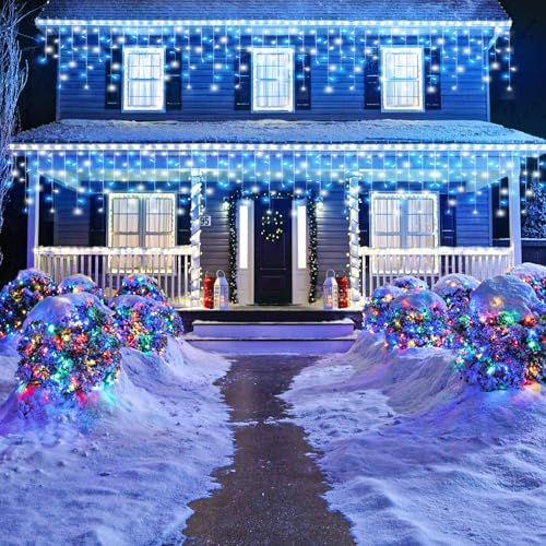 33ft Blue and White Christmas Lights Outdoor Icicle Lights for Outside 400L - Image 2