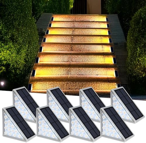 AUDLES 8PK Solar Step Lights, Outdoor Decor Stair Lights Deck Light Waterproof IP67 Solar Lights for Deck, Yard, Patio, Garden, Walkways, Front Door, Pathway, Driveway, Porch - Image 2