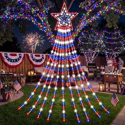 Huquary 4th of July Waterfall String Lights Led, 2 ft - Image 2