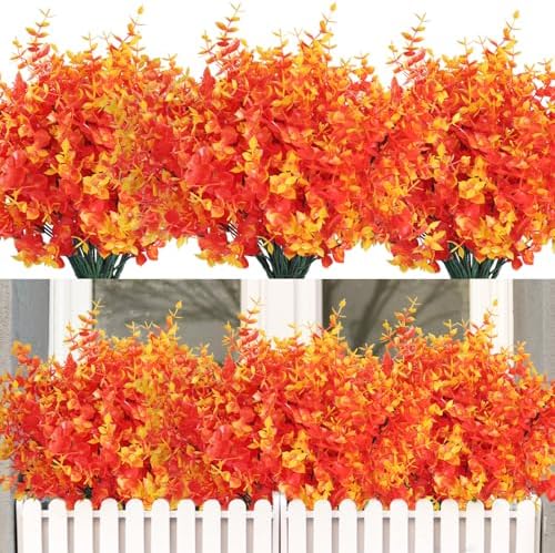 RECUTMS Artificial Faux Fall Mums Plants Fake Outdoor Flowers,Autumn Decor by RECUTMS