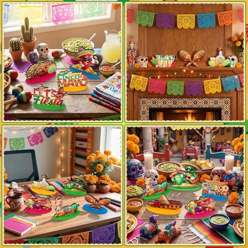 Amyhill 12 Pcs Cactus Table Decorations Wooden Tabletop Centerpiece Wooden Table Sign for Tiered Tray Fiesta Carnival Party - Image 6
