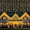 kemooie Outdoor Curtain Lights, 400 LED 26.2 x 3.3 FT Waterproof String Lights with 8 Modes, Fairy Curtain Lights for Backdrop Wedding Bedroom Balcony Party Decorations, Warm White by kemooieLLC