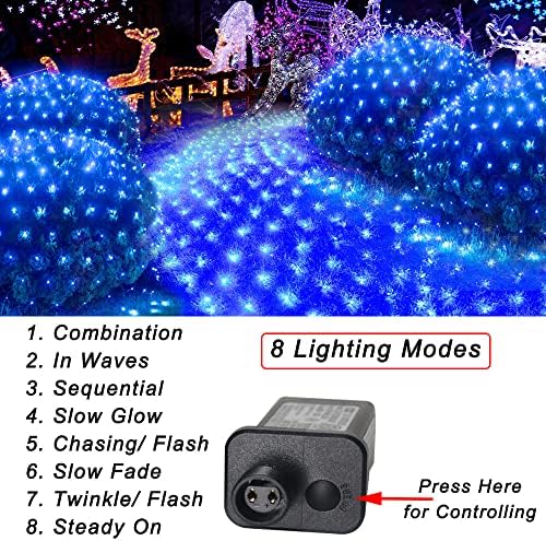 Pooqla Blue Net Lights, 21x 5ft Christmas Bush Lights Outdoor Green Wire - Image 2