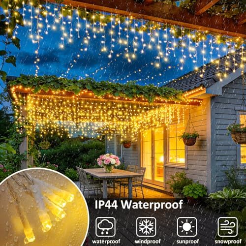33FT 400 LED Icicle Lights for Outside, Warm White Christmas Lights Outdoor - Image 5