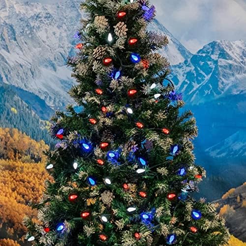 Novelty Lights 24FT 70 LED C6 Outdoor USA String Lights, Red, White & Blue - Image 4