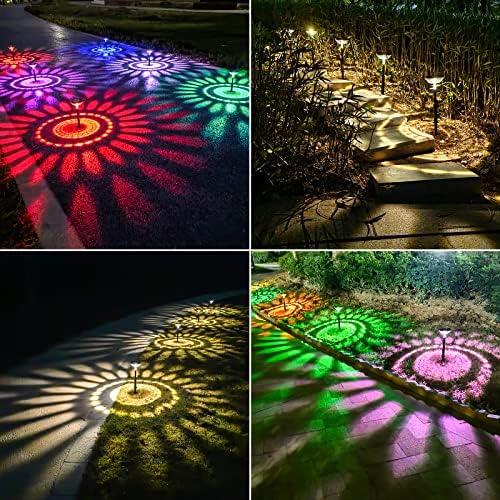 Bright Solar Pathway Lights 6 Pack,Color Changing+Warm White LED Solar Lights Outdoor,IP67 Waterproof Solar Path Lights,Solar Powered Garden Lights for Walkway Yard Backyard Lawn Landscape Decor - Image 6