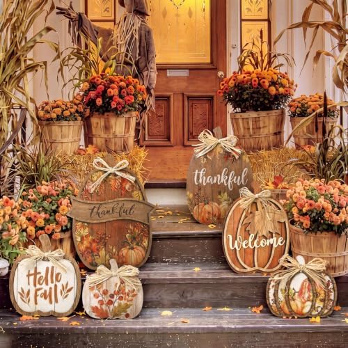 Weysat 6 Pcs Farmhouse Fall Decoration Outdoor for Home Porch, Pumpkin - Image 5