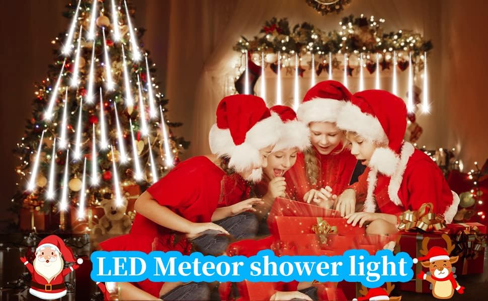 High Brightness 10 Tube 360 LED 12 Inch Meteor Shower Rain Lights Cascading Falling Rain Outdoor Lights for Christmas Tree Decoration Icicle Raindrop (Can Connect 100 Sets) (Pack of 2) - Image 5