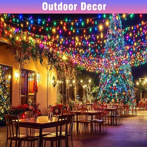 Nisocy 400FT Multicolor Christmas String Lights with Remote, Green Wire LED Mini Lights, 8 Modes, Timer, Plug-in Indoor Outdoor Lights for Large Trees, Fences, Yard, Parties and Holiday Decor - Image 5