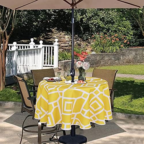 LUSHVIDA Moroccan Round Outdoor Tablecloth with Umbrella Hole 60 Inch - Image 3