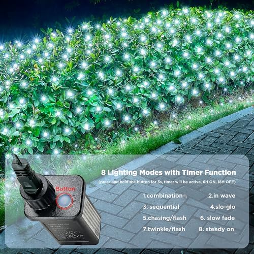 BlcTec Upgraded Outdoor Christmas Lights 280LED 10ft x 6.7ft Christmas Net Lights with UL Certified, 8 Modes, Timer, Connectable, Waterproof & Thick Wire for Bushes, Shrubs Decorations, Cool White - Image 2