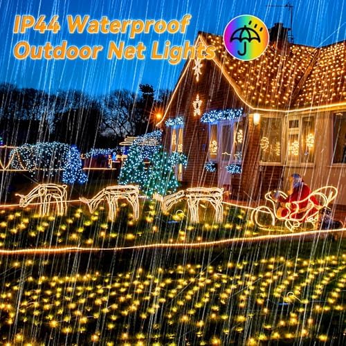 LitHome 10 x 10FT Christmas Net Lights Outdoor Mesh Lights Connectable - Image 6